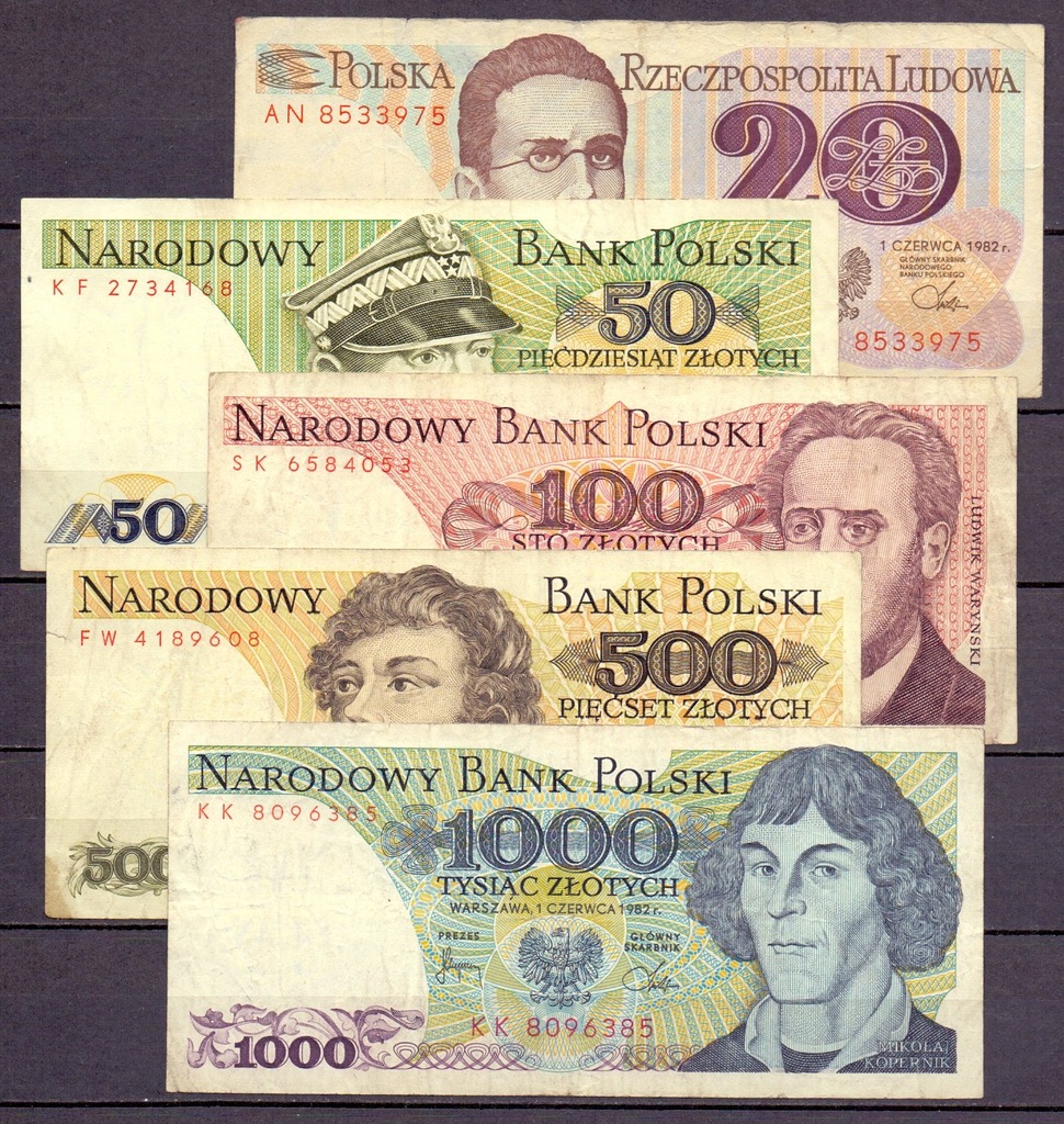 A549 Polska PRL zestaw banknotów z lat 80 tych 7210411208 oficjalne