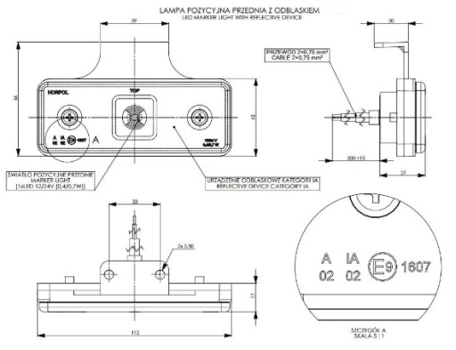Светодиодный габаритный фонарь с вешалкой красный LD162 - 2