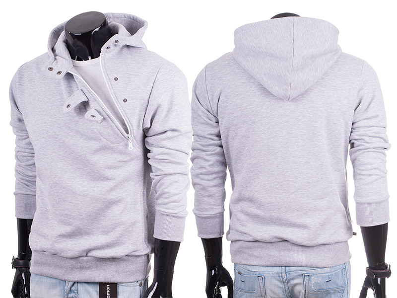 

Szara rozpinana bluza męska z kapturem Lamon - M