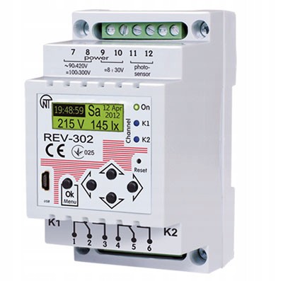 Astronomiczny zegar programowalny REV-302 16A Din