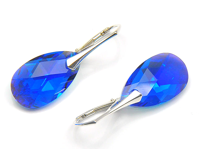 

Kolczyki ze Srebra Migdał Swarovski Capri Blue Ab
