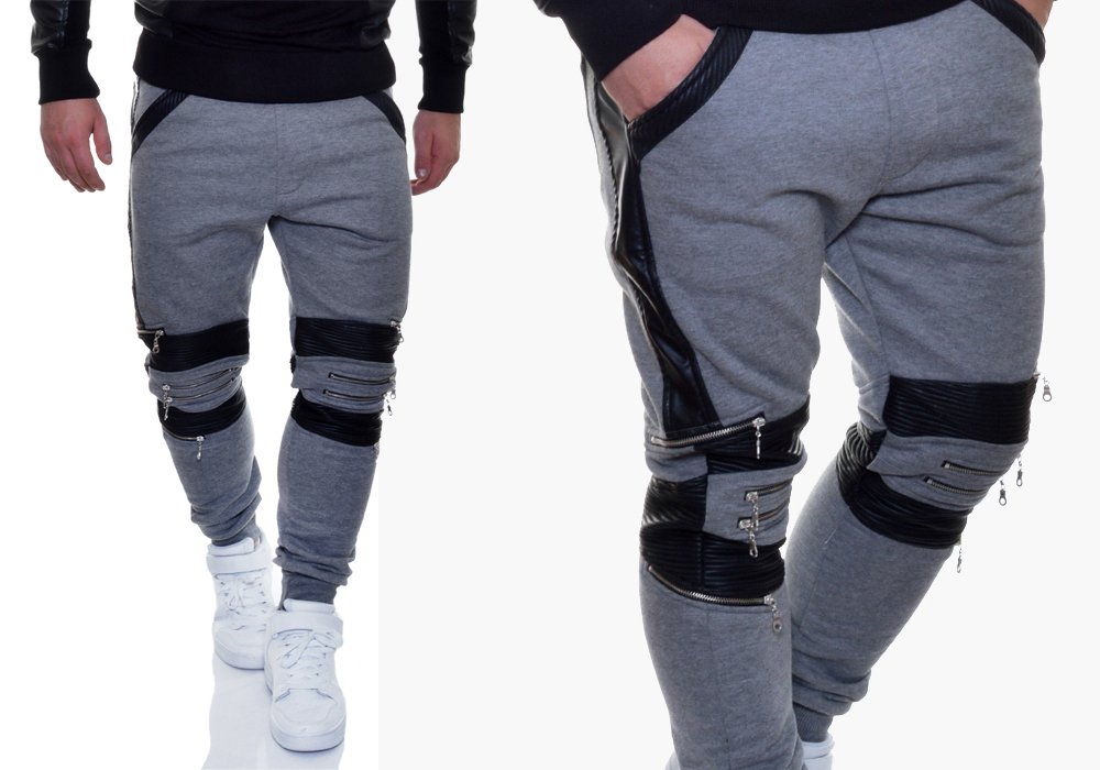 

Nowość Spodnie Dresy Cipo Baxx Skóra Zipper