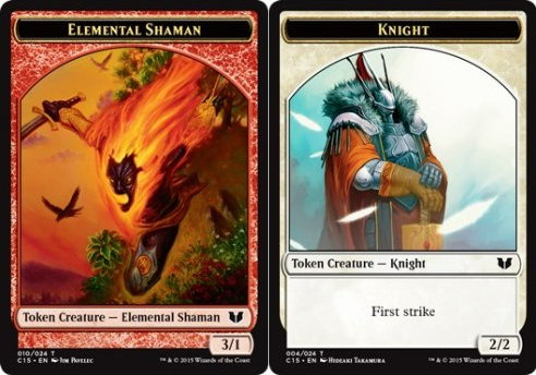 MTG 2x Elemental Shaman/Knight Token.