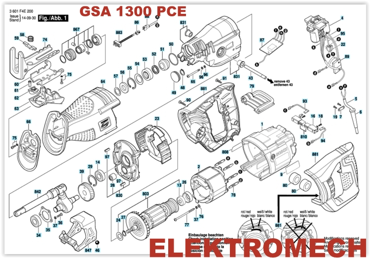 ČEPEĽ ČEPELE BOSCH GSA 1300 PCE Kód výrobcu 2610015637