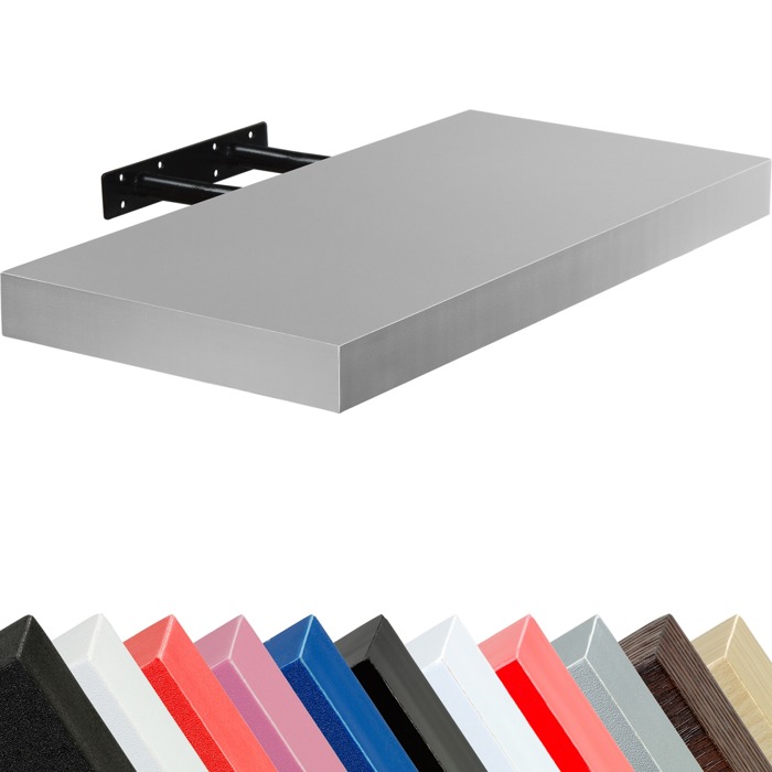 SREBRNA SZARA PÓŁKA NAŚCIENNA WISZĄCA VOLATO 70 CM Grubość półki 38 mm