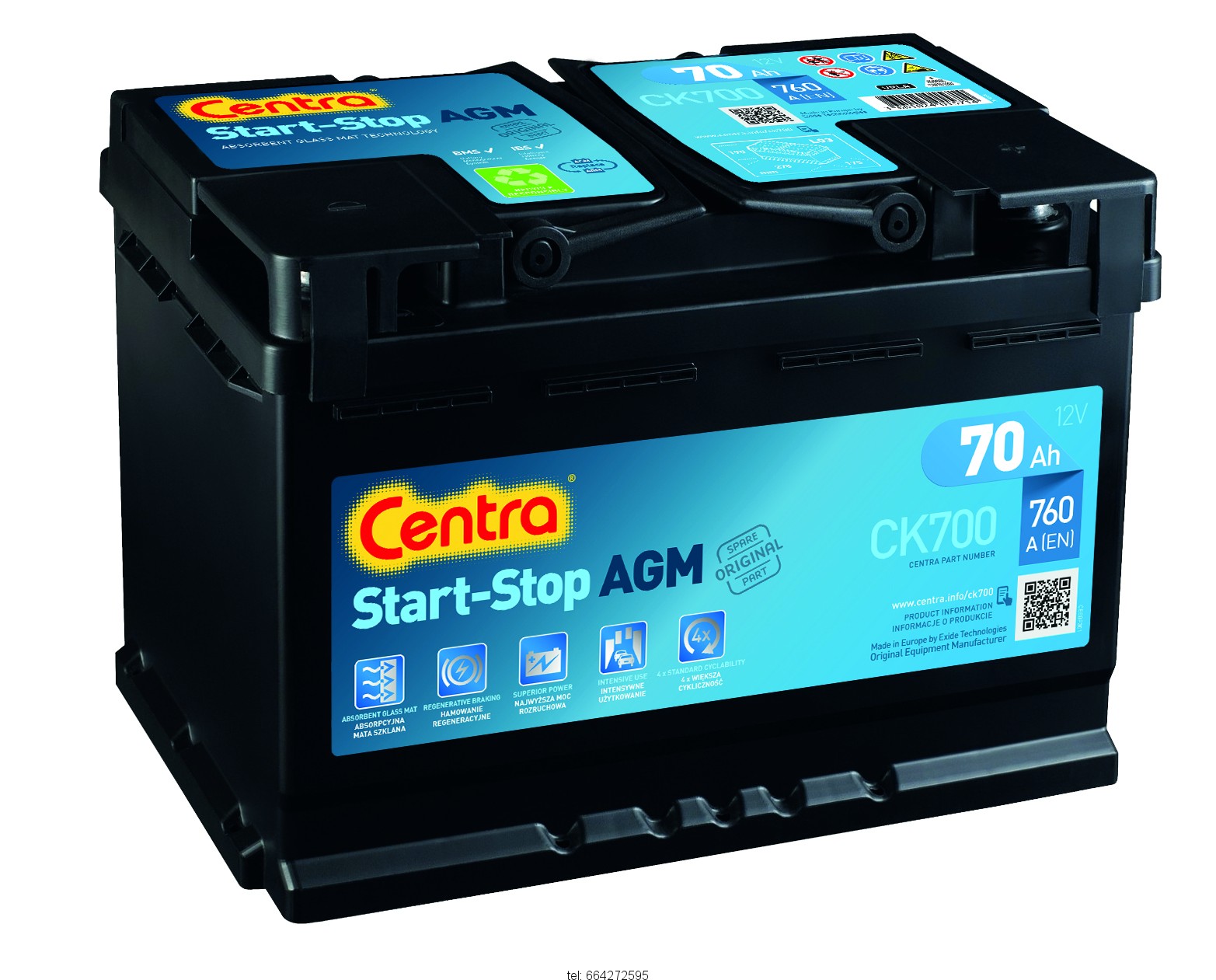 Акумулятор CENTRA AGM Ck8000ah00a ПРАВ.+