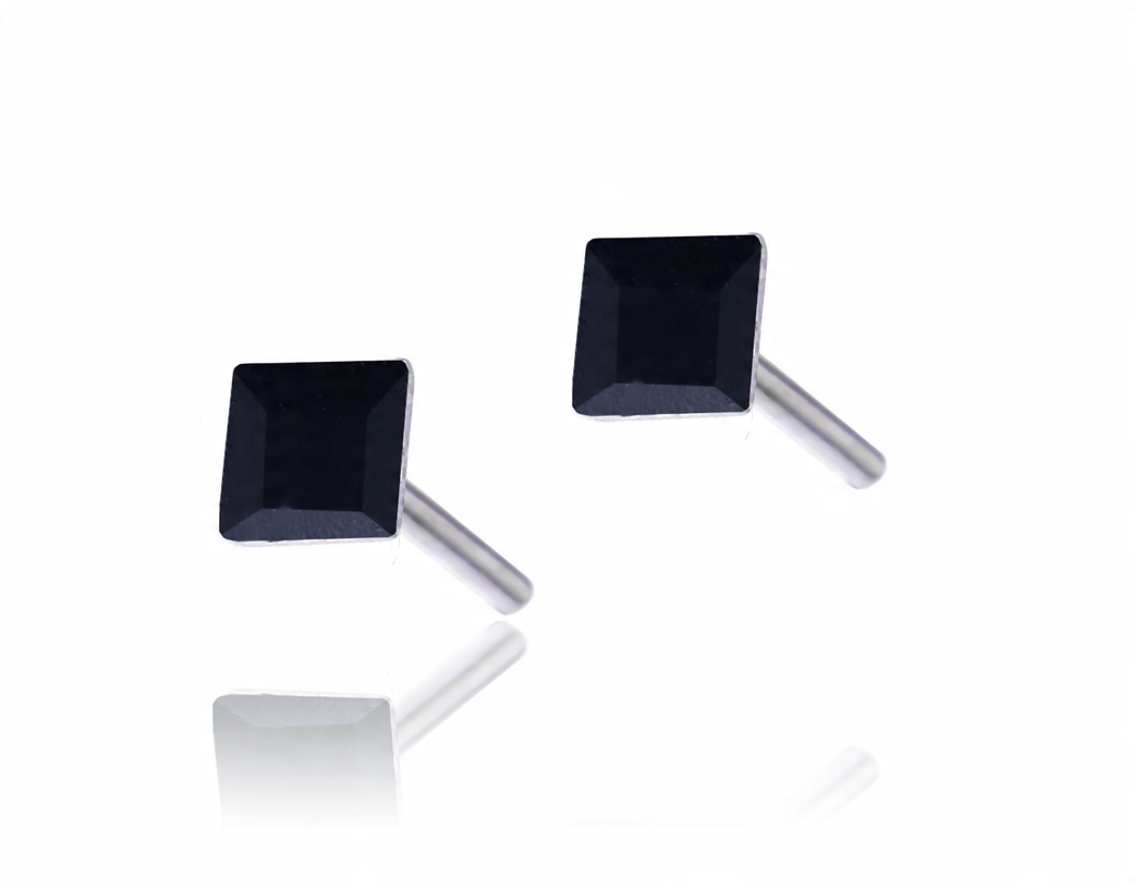 

Srebrne Kolczyki Cyrkonia Czarna 3mm Srebro 925