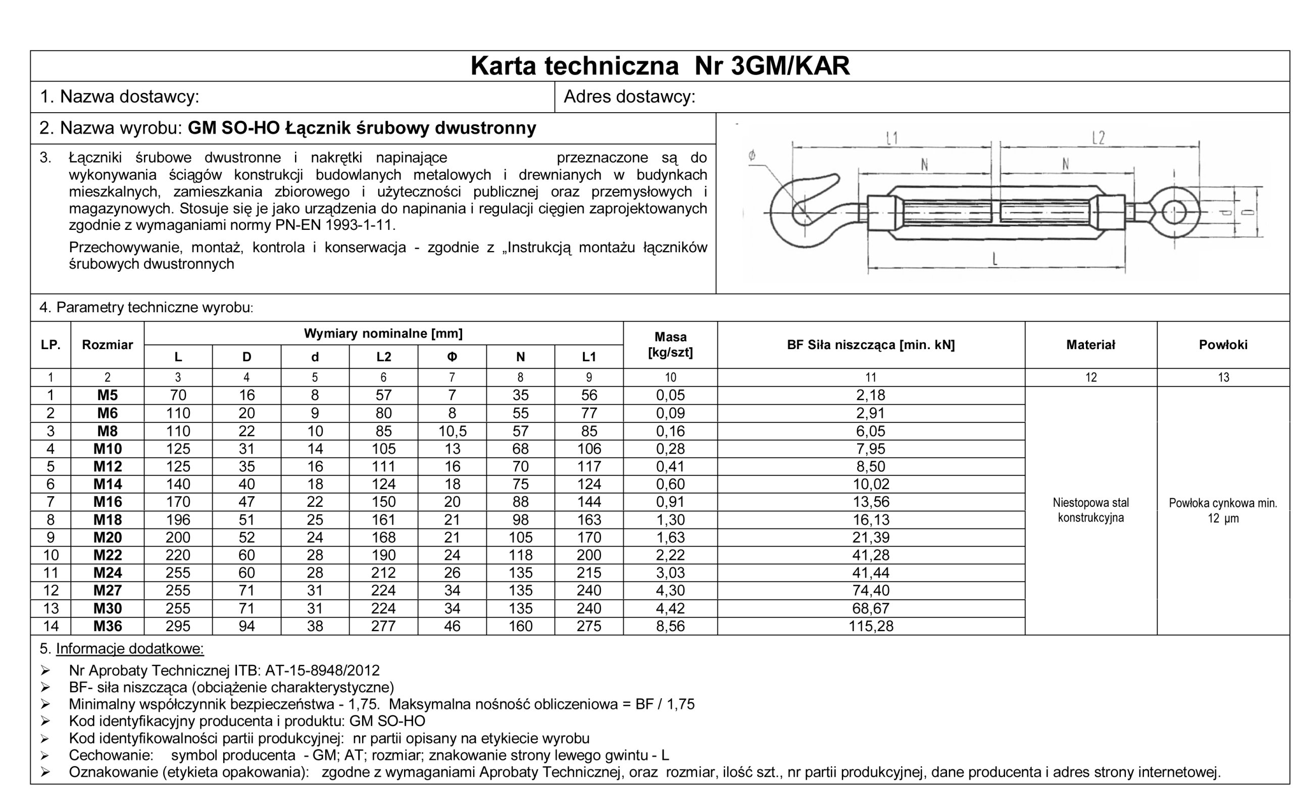 ŚRUBA RZYMSKA OKO-HAK DIN 1480 AT - M27 / 1 SZT. Kod producenta SROHM27A