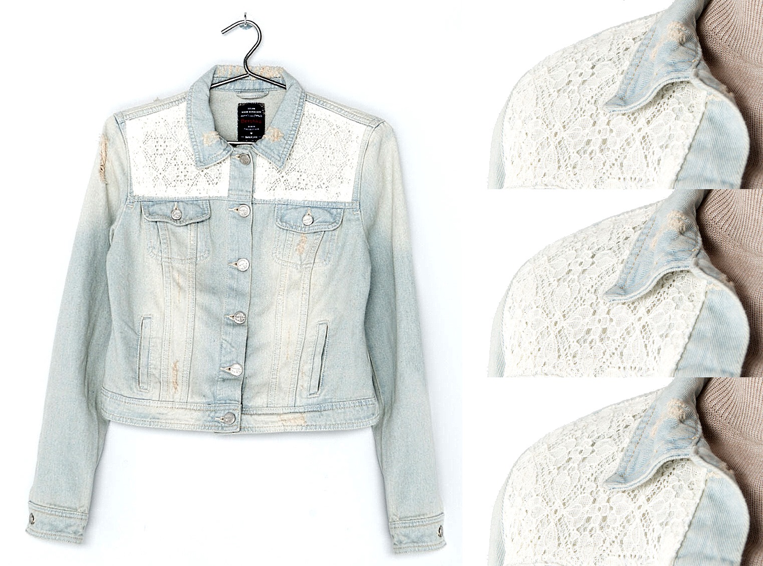 

Bershka Kurtka Jeansowa Katana Haft Koronka S36