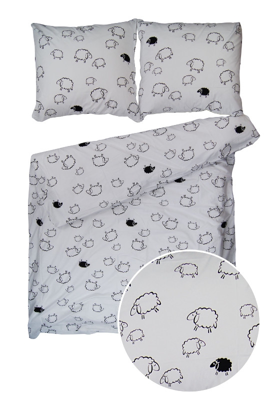 

Pościel 160x200 Baranki, 100% bawełna, wz. białe