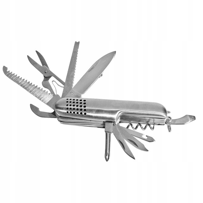 Перочинный нож, металлический 11 функций в футляре+ГРАВЕР