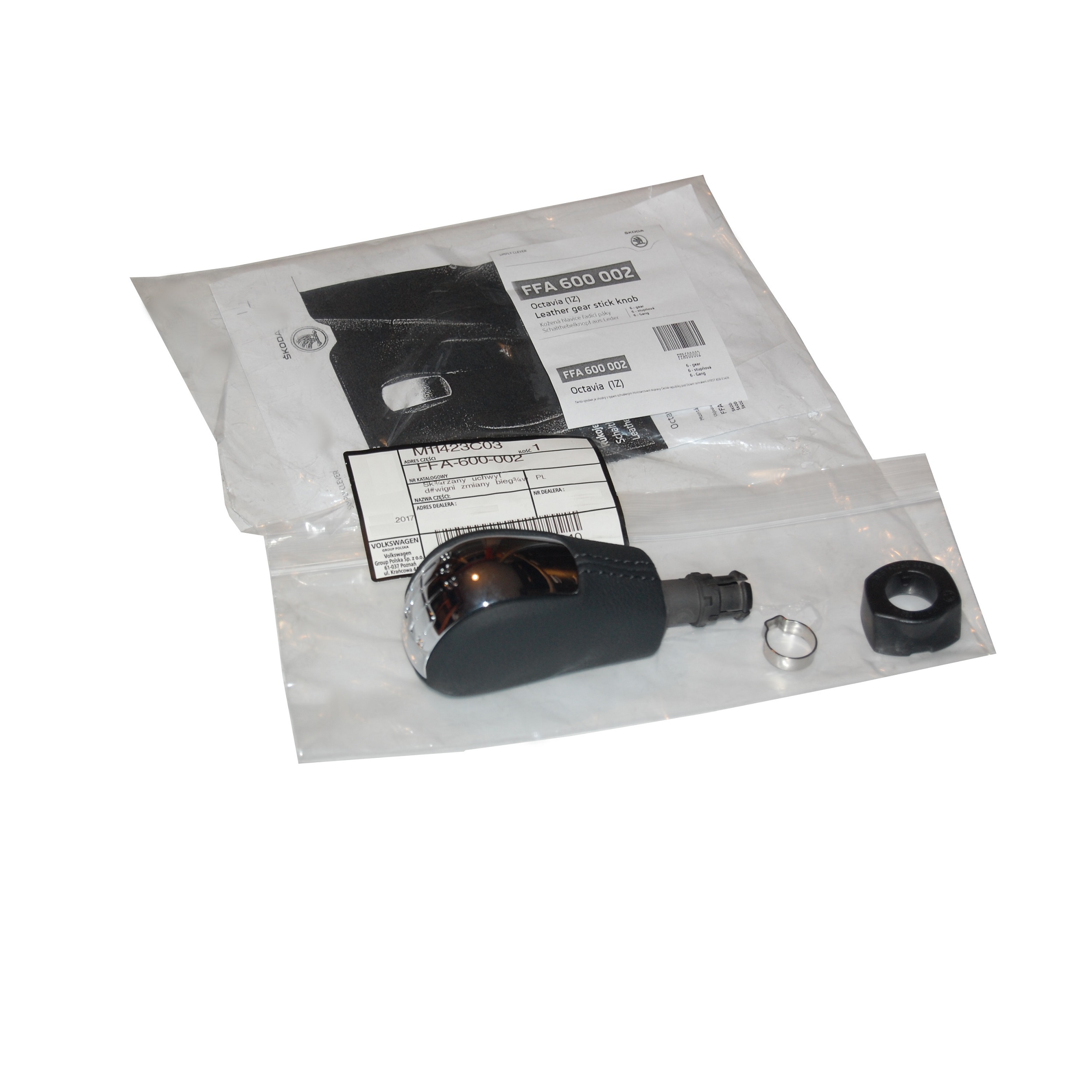 FFA600002 - орг. SKODA VW ручка перемикання передач шкіра OCTAVIA PASSAT B6