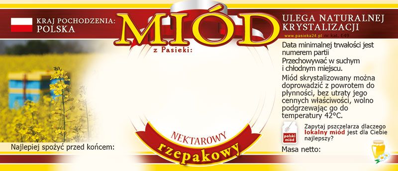 

Etykiety na Miód Rzepakowy (100szt) wzór E55
