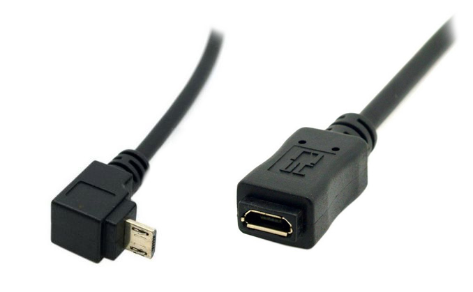 

Kabel Przedłużacz MicroUSB na Micro Usb Dolny 0,3M