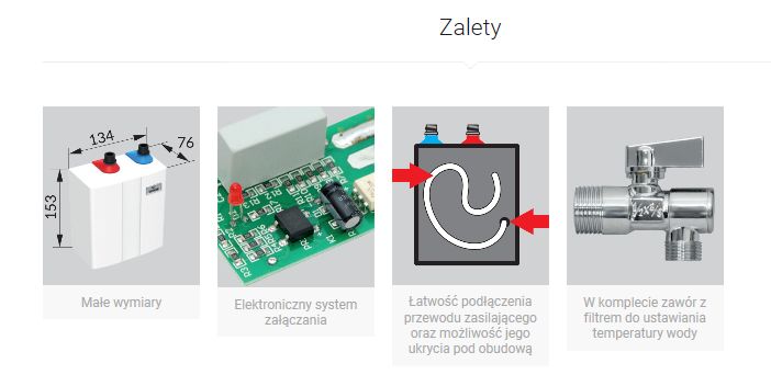 PRZEPŁYWOWY OGRZEWACZ WODY PERFECT 5500 5,5 kW Moc 5500 W