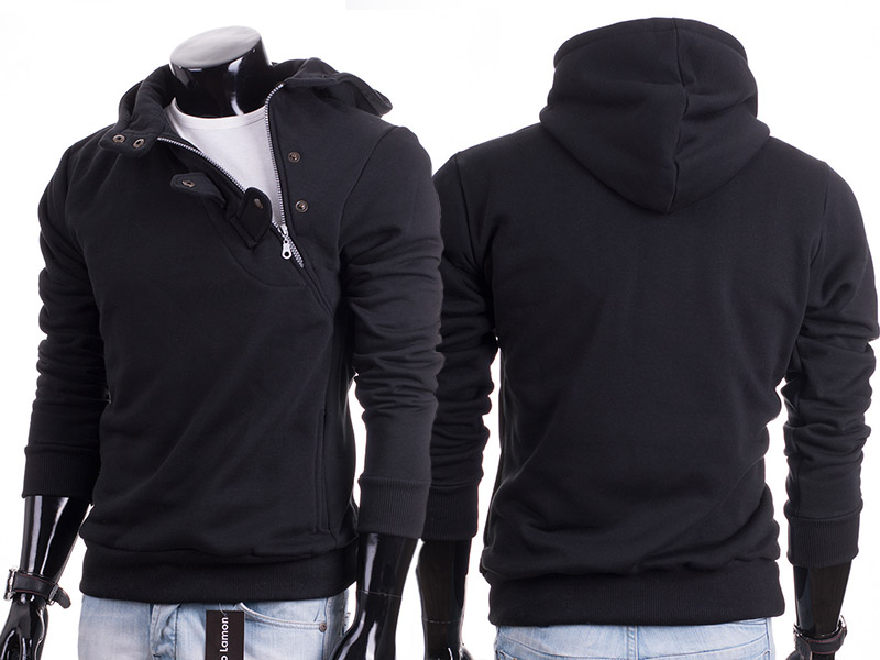 

Czarna rozpinana bluza męska z kapturem Lamon - XL