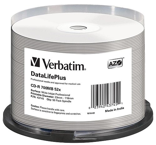 Фото - Оптичний диск Verbatim Cd-r Printable No ID DataLifePlus szt 50 