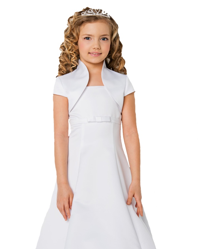 Bolerko komunijne komunia atłas satyna bolerko dla dziewczynki NOWE 146