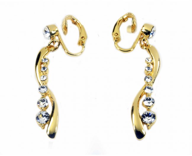

Długie klipsy kryształy Swarovski złote Colibra