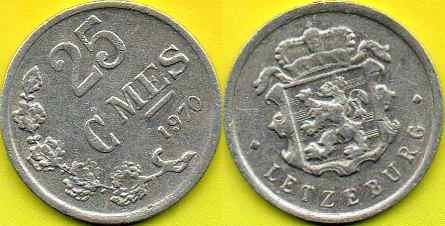 LUKSEMBURG 25 Centimes 1970 r.
