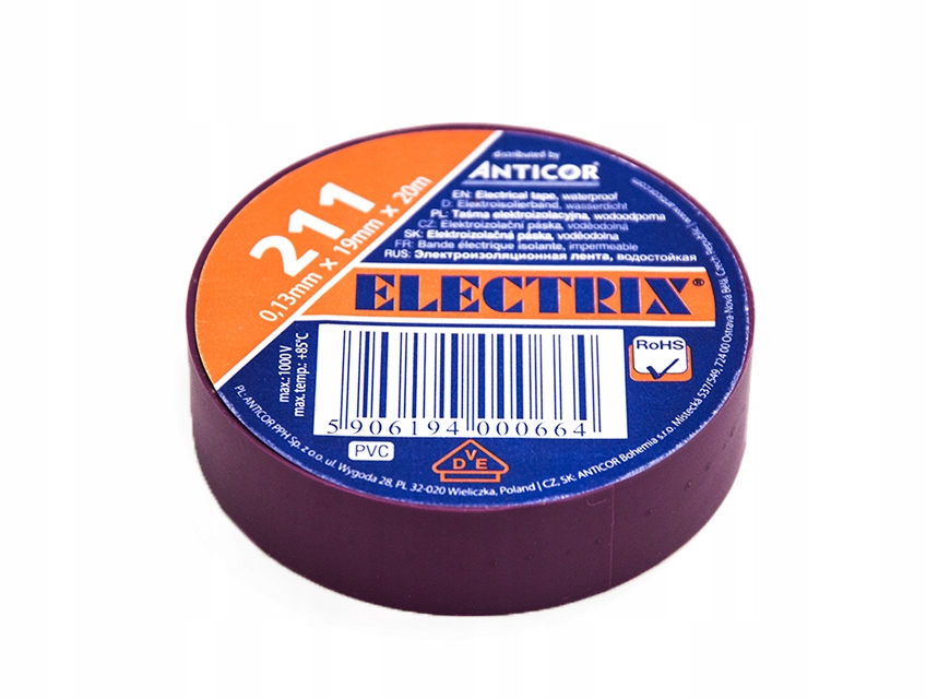 

Taśma Izolacyjna Izolacja Pcw 19mm 20m Fioletowa