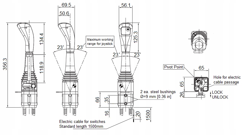 JOYSTICK DŻOJSTIK 6019 1 PRZYCISK POD LINKI KULKI DO TURA KOPARKI INDEMAR Numer katalogowy oryginału 6019