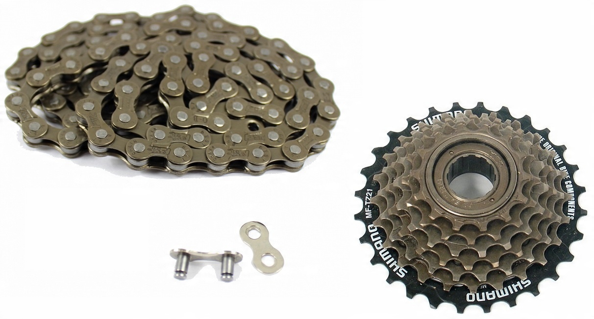 

Zestaw wolnobieg 7rz Shimano+łańcuch De one+Spinka