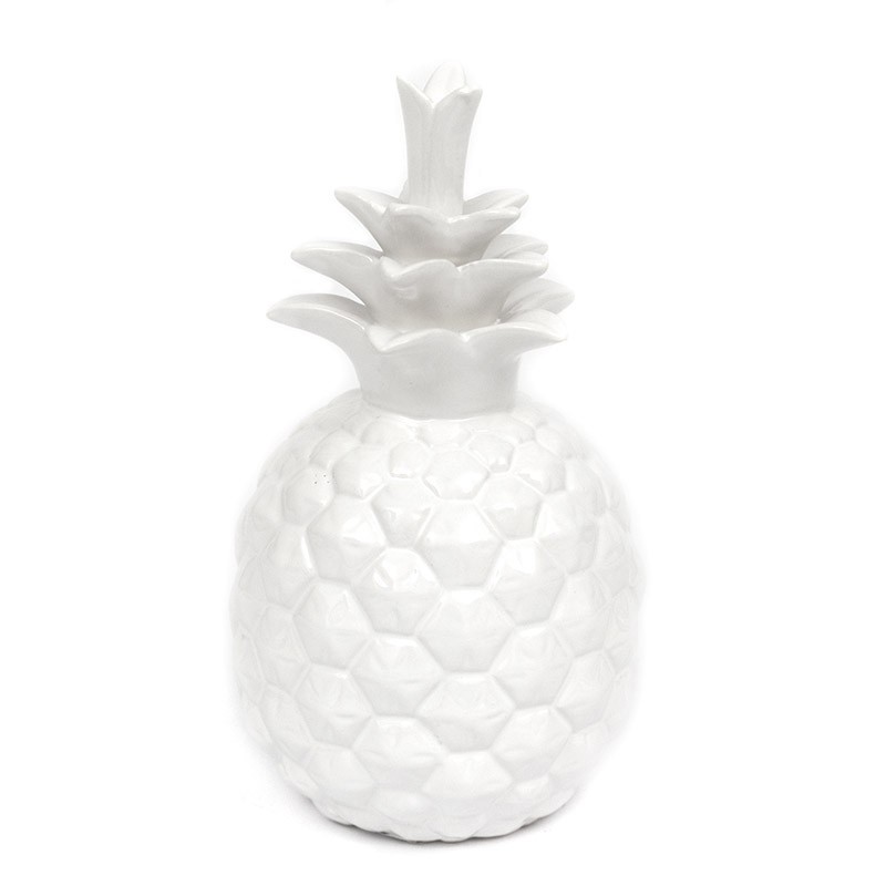 FIGURKA ANANAS BIAŁY 18cm CERAMICZNY SZKLIWIONY 20