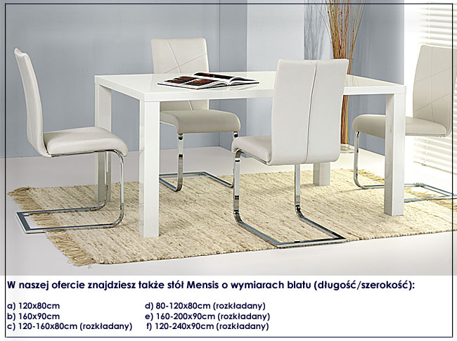 STÓŁ BIAŁY Lakierowany KUCHNIA SALON Wysoki POŁYSK Marka Elior