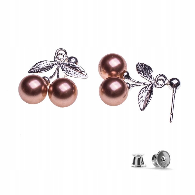

Srebrne Kolczyki Wisienki z perłami Swarovski 8mm