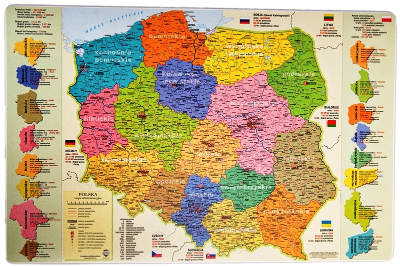 administracyjna mapa Podkładka na biurko   Mapa Administracyjna Polski 5294019517 