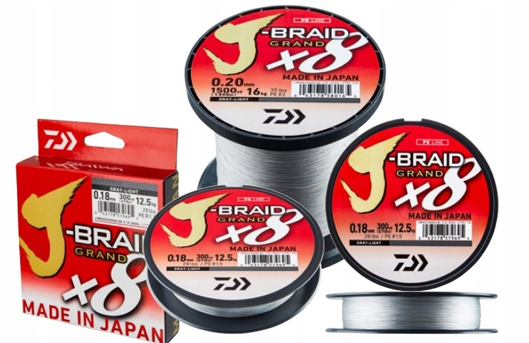 

Daiwa J-Braid Grand X8 Jasno Szara 0,16mm Na Metry