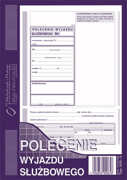 

Polecenie wyjazdu służbowego A5 Michalczyk 40k