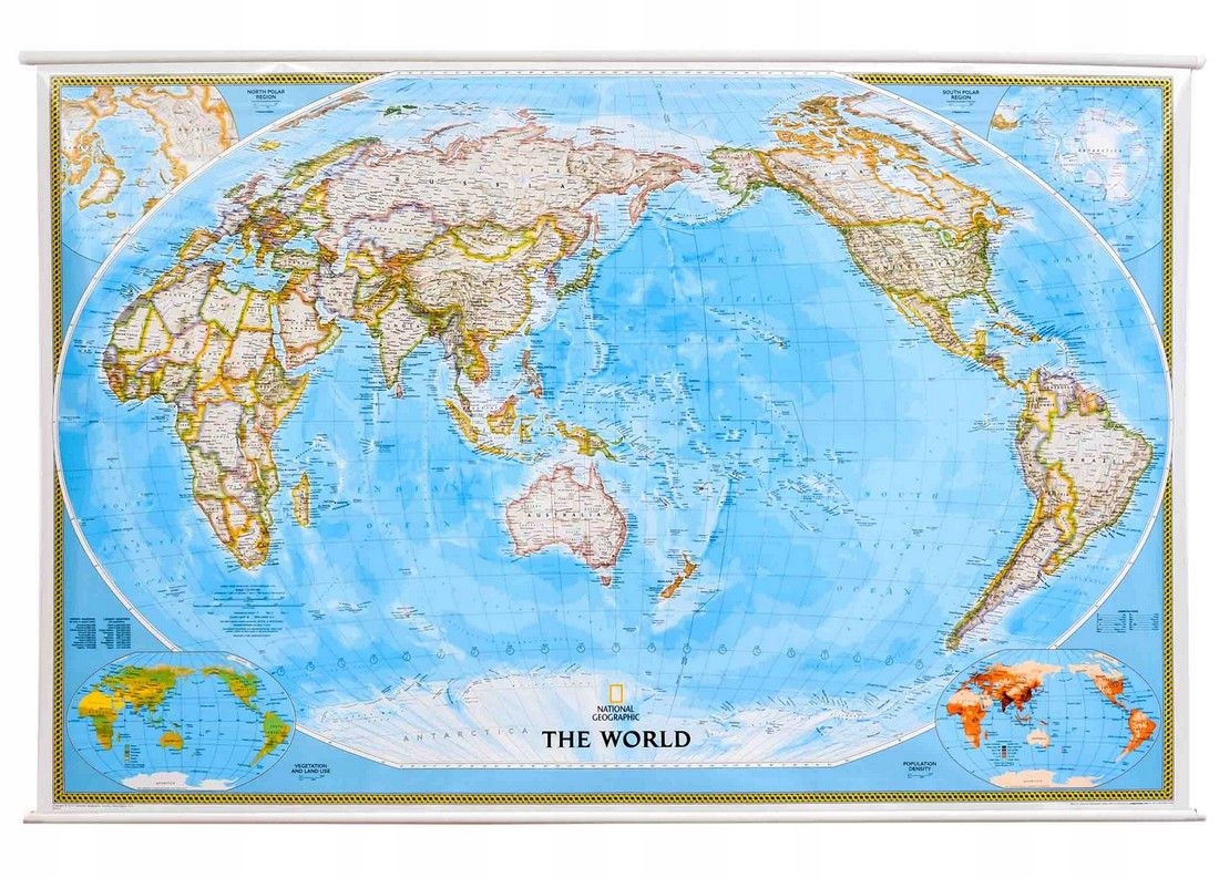 Świat Mapa Ścienna Ozdobna Pacific Centred Classic