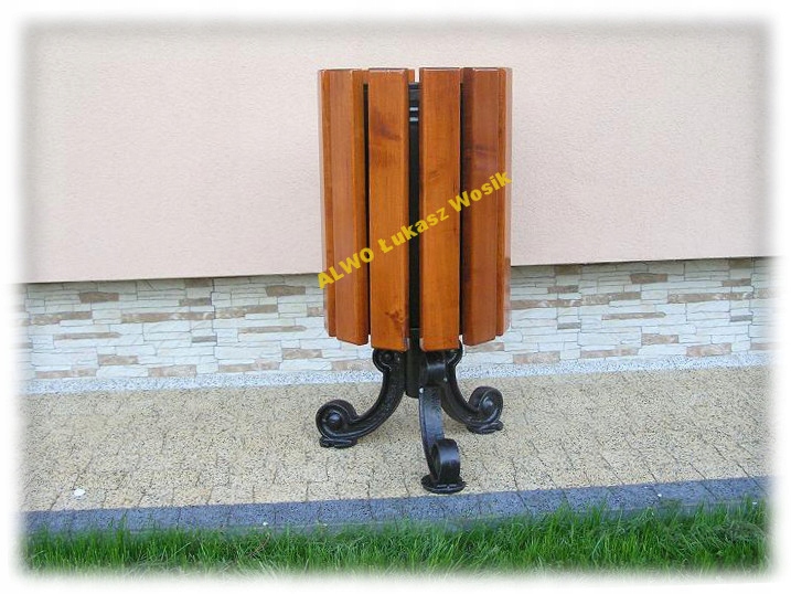 KOSZ NA ŚMIECI miejski parkowy uliczny Praga nogi żeliwne Wysokość produktu 70 cm