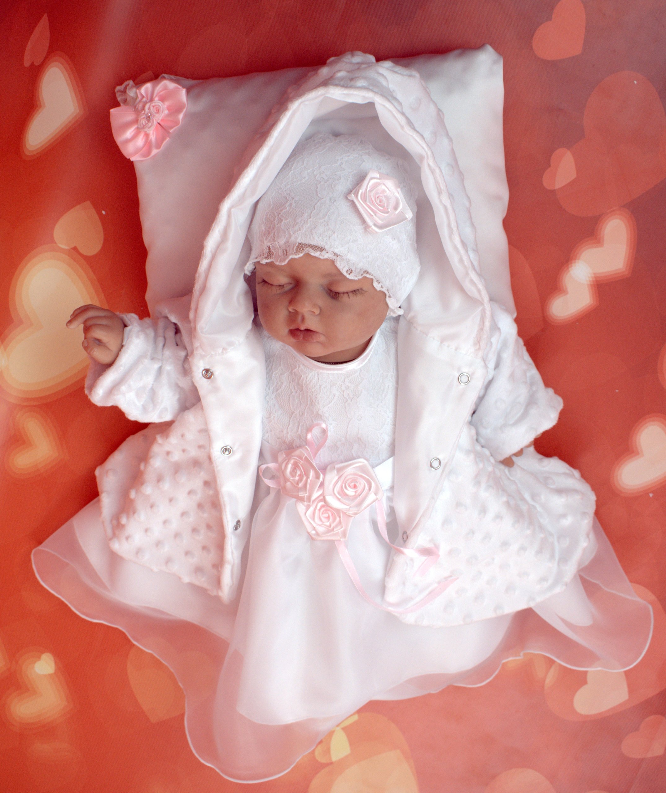 ANDZIA 4 cz Komplet KORONKA do CHRZTU 62-68 WIOSNA Marka Inna marka