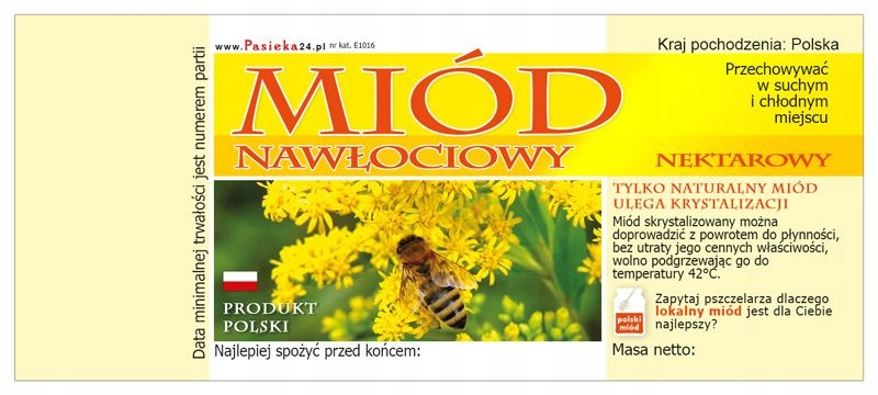 

Etykiety na Miód Nawłociowy (100szt) wzór E1016