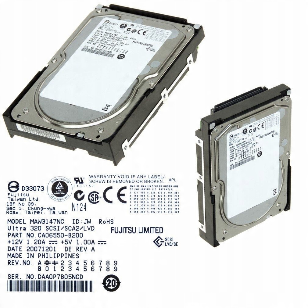 

Fujitsu MAW3147NC Hdd 147GB 10K 8MB U320 Scsi 80-P