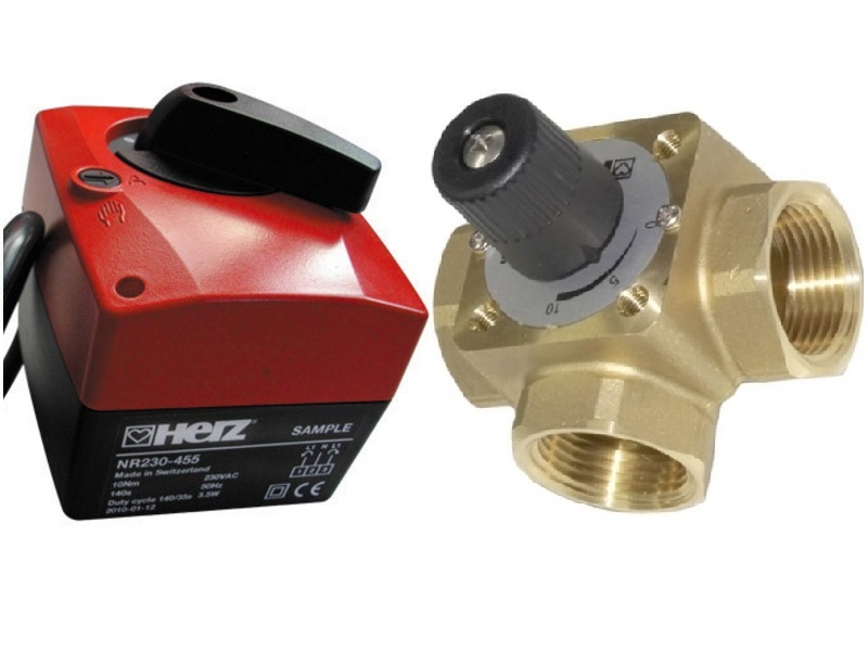 HERZ 3-CESTNÝ ZMIEŠACÍ VENTIL + SERVOPOHON