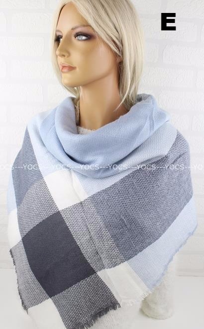 MEGA DUŻA CHUSTA W KRATE CIEPŁY SZAL DAMSKI PONCZO Wzór dominujący inny wzór