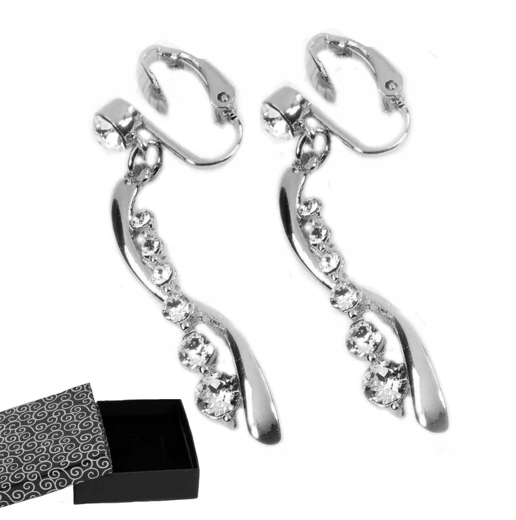 

Długie klipsy srebrne Swarovski Colibra lekkie