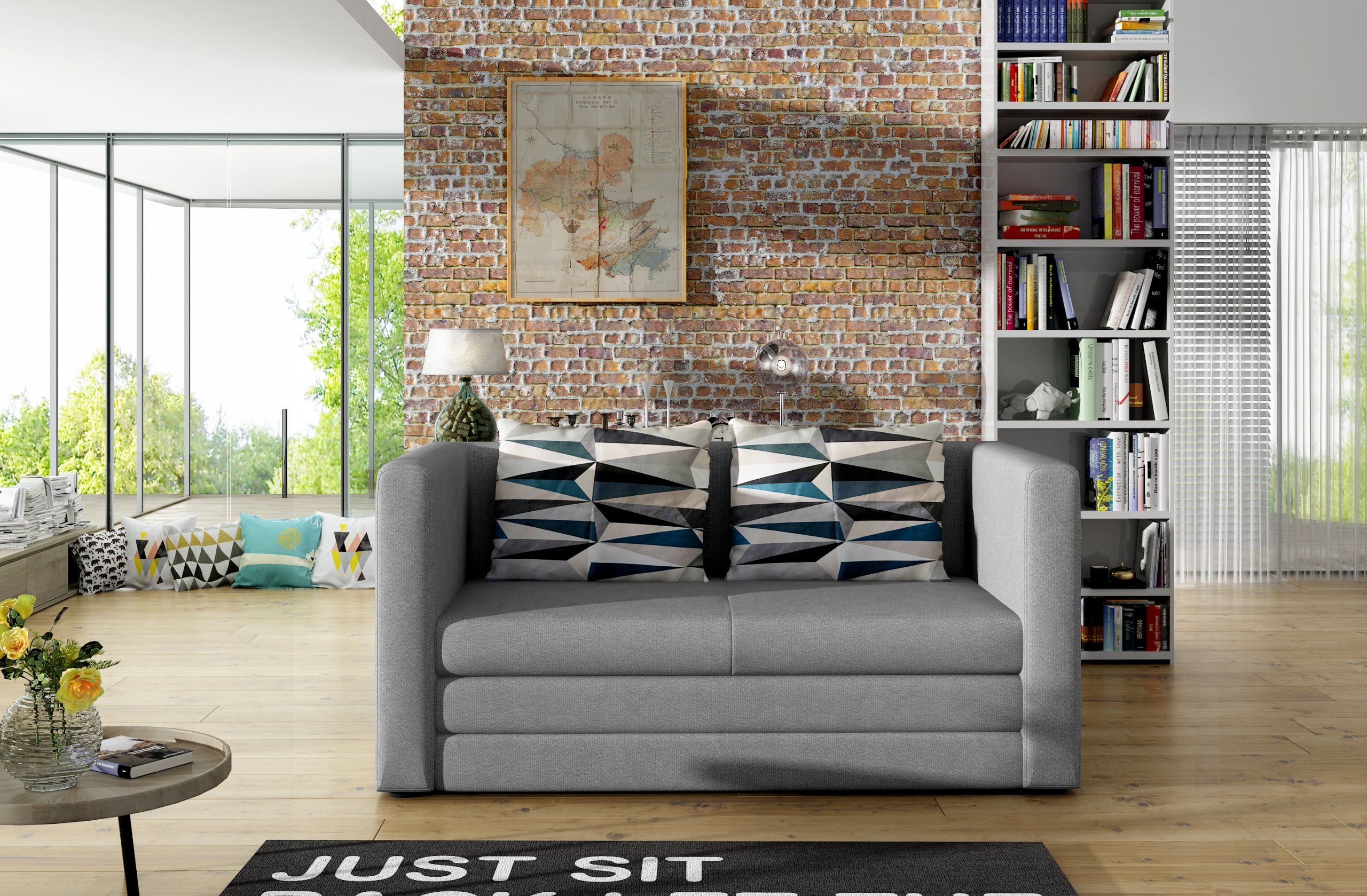 Kanapa NEVA rozkładana sofa jasno szara RIBES Szerokość mebla 132 cm