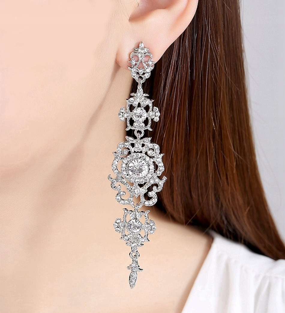 KOLCZYKI SREBRNE Z CYRKONIAMI, DŁUGIE, EFEKTOWNE Marka Inna marka