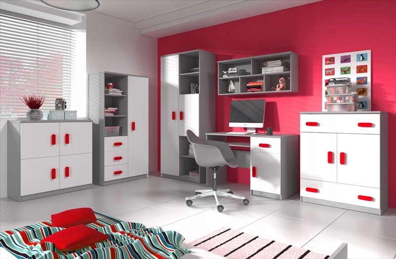 Nowoczesne Młodzieżowe Dziecięce Biurko Szary+Biel Kolekcja własna