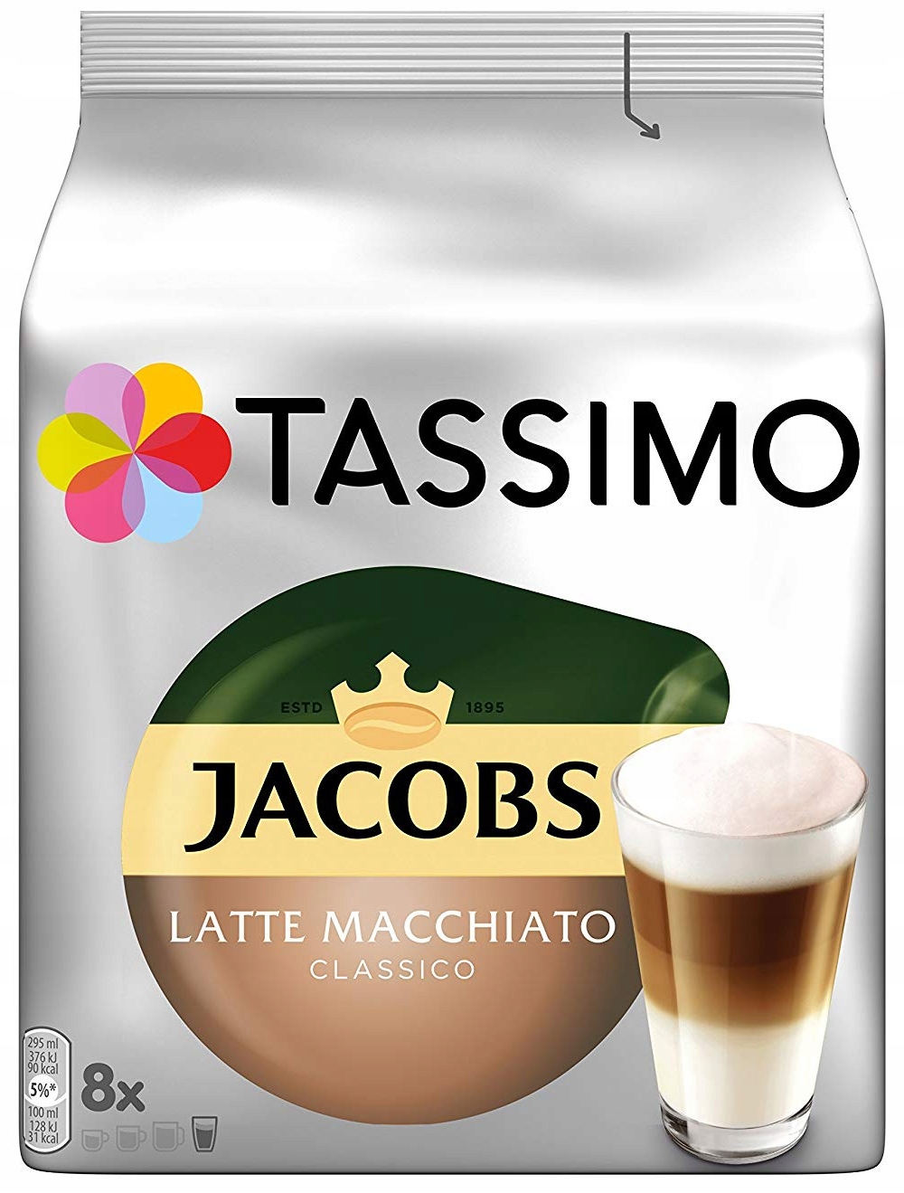 Капсулы Tassimo Jacobs Latte Macchiato Classico 8 сорт кофе смешанный кофе