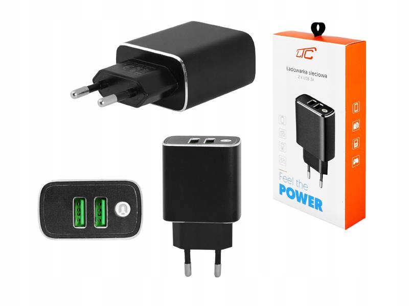 

Ltc Ładowarka Sieciowa LXG282 2XUSB, 3A, Alu/czarn