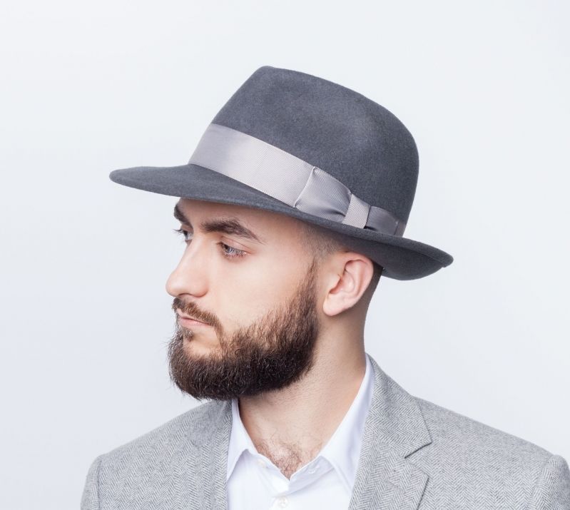 

Kapelusz męski fedora Bogart podszewka popiel 56