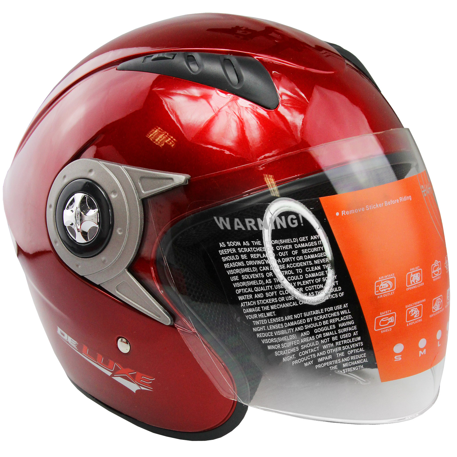 KASK OTWARTY WL708 SKUTER HOMOLOGACJA RED POŁYSK L 5900774872818