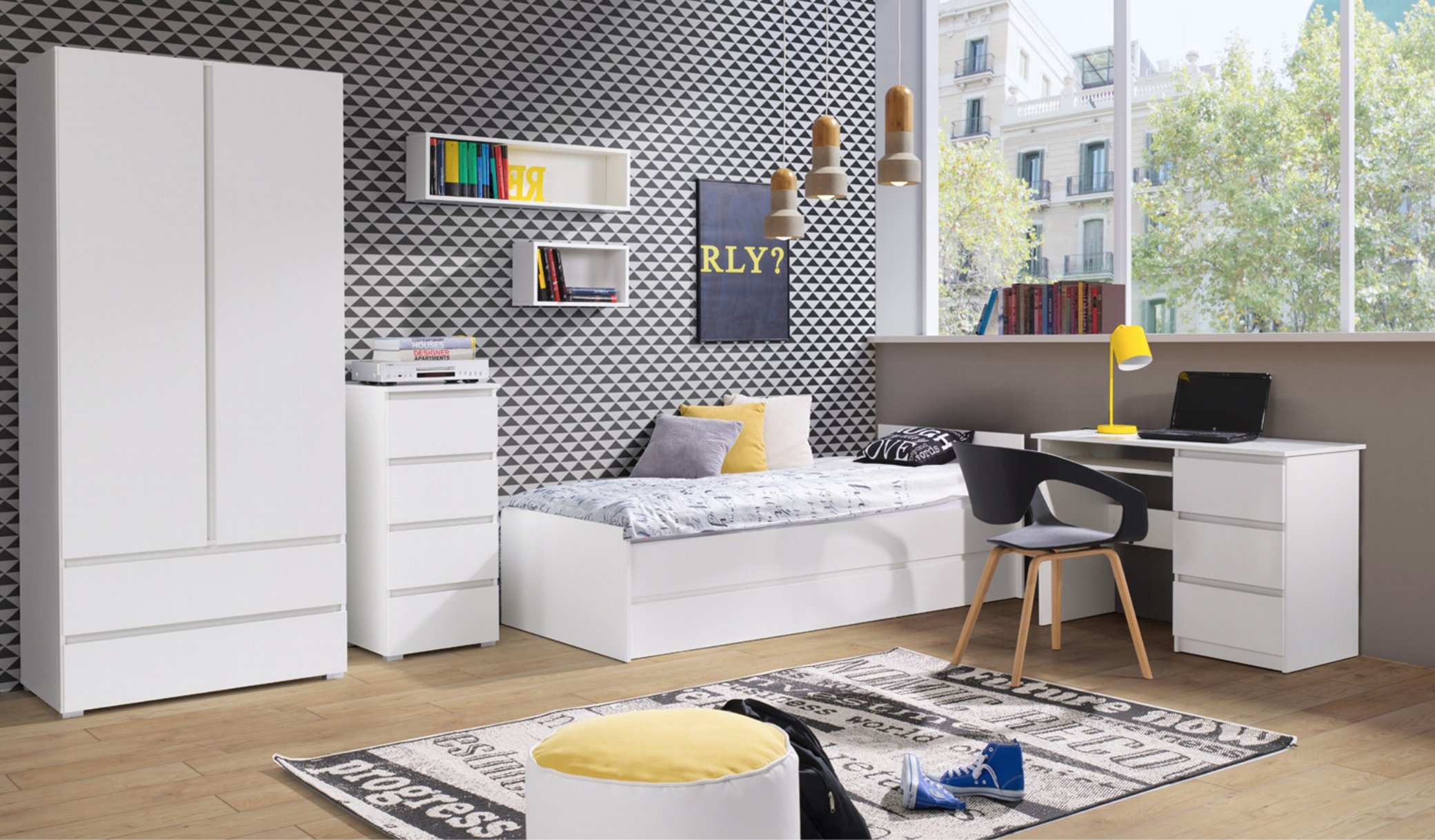 Łóżko Młodzieżowe 90x200cm Dąb Riviera KOSS 15 Kolekcja koss