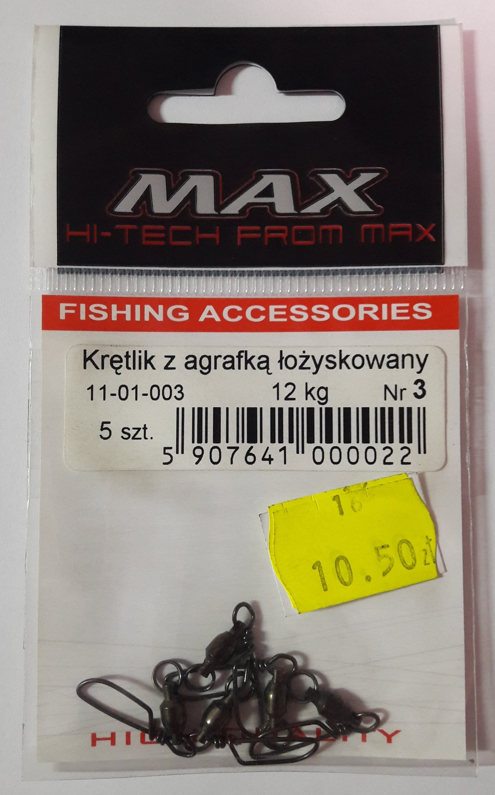 Krętlik z agrafką łożyskowany Max Fishing Team nr3